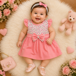 Vestidinho Fashion de Bebê Menina + Laço de cabelo Blogueirinha