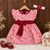Vestido de Bebê Menina fashion + Laço de cabelo Flores Vinho