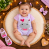 Kit Macacão Curto + Camiseta para bebe Menina Tematico Hipopotamo fashion