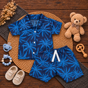 Alternative view of Conjunto Bebê Menino Camisa Social Estampada Manga Curta e Short – Look Mauricinho Infantil