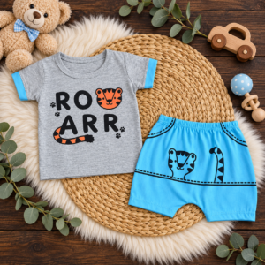 Alternative view of Conjunto Bebê Menino Tigre Roarr Camiseta Cinza e Short