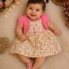 Vestidinho de Bebê Menina Fashion + Bolero Florzinhas Amarelo