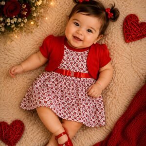 Vestido de Bebê Menina + Bolero Blogueirinha Vermelho Joaninha