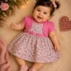 Vestidinho Fashion de Bebê Menina + Bolero Florzinhas