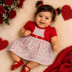 Vestido de Bebê Menina Blogueirinha + Bolero Cerejinha Fashion
