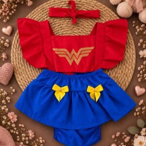 Jardineira Romper Bebê Menina Blogueirinha Mulher Maravilha
