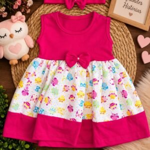 Alternative view of Vestido de Bebê Menina Fashion + Laço de Cabelo Coruja