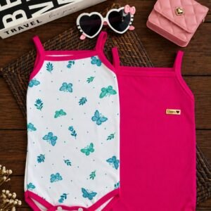 Kit 2 Body Bebê Menina Fashion Estampado Blogueirinha - Pink