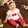 Conjunto de Bebê Menina Calça + Blusa Cerejinha Fashion
