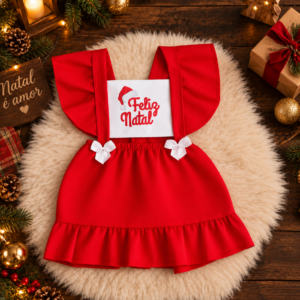 Alternative view of Vestido Bebê Menina Natal Vermelho com Babados e Laços