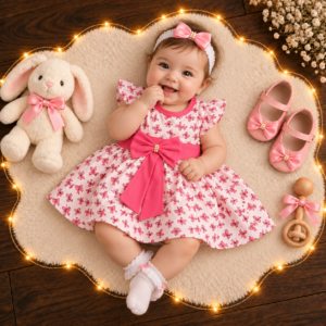 Vestidinho de Bebê Menina Lacinhos Blogueirinha + Laço de cabelo
