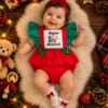 Romper Natalino Bebê Menina Meu Primeiro Natal com Babados e Laços – Jardineira Vermelha e Verde